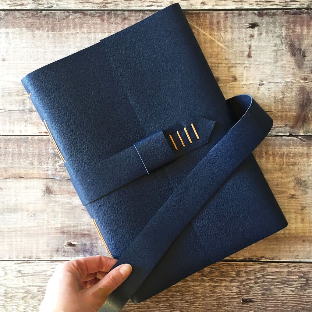 A4 Leather Journal: Navy Blue & Tan